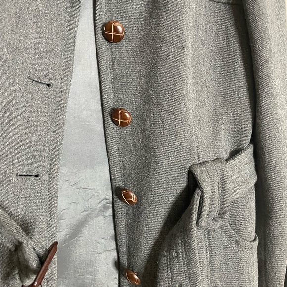LOFT Charcoal Wool blend Belted Trench Coat size 8 - Picture 9 of 15
